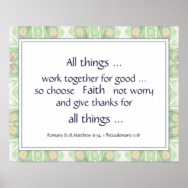 Green Bible Scripture Encouragement Quotes Poster (Front)