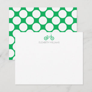 Green Bicycle and Large Dots Note Cards