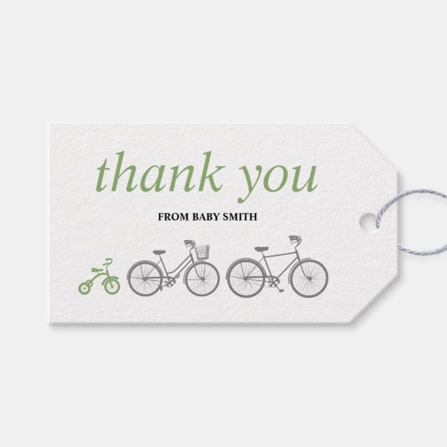 Green Bicycle Gift Tags (Front (Horizontal))