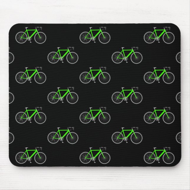 green bicycle on black mouse pad (Front)