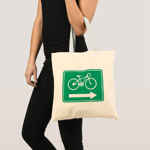 Green Bicycle Path Right Arrow Directional Sign Tote Bag