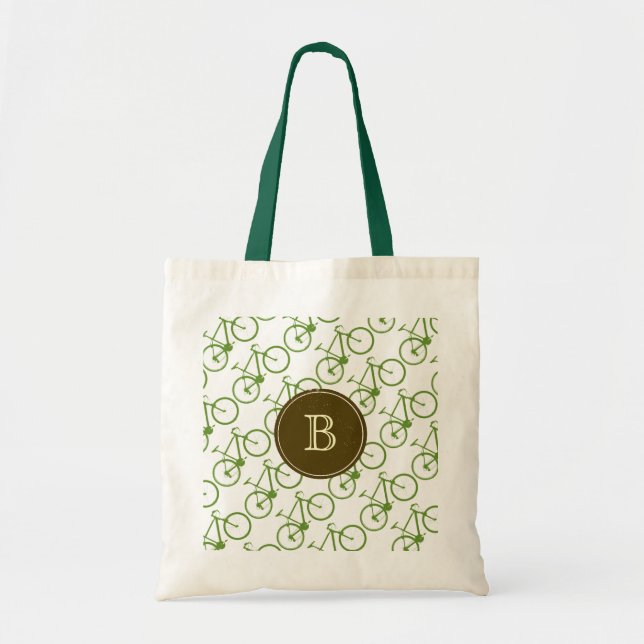 green bicycles monogrammed tote bag (Front)