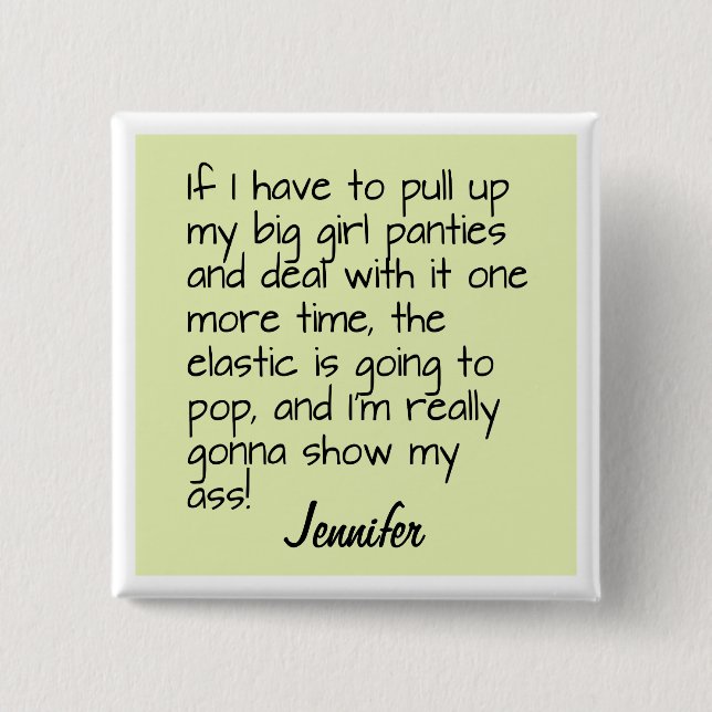 Green Big Girl Panties Word Saying Name Badge (Front)