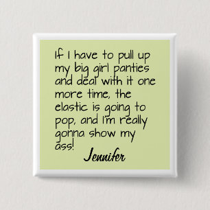 Green Big Girl Panties Word Saying Name Badge