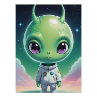 Green big head alien with horns