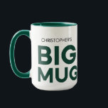 Green Big Mug | Huge Mug | Custom Name Mug<br><div class="desc">Elevate your coffee or tea experience with our customisable jumbo mug, designed for those who appreciate simplicity and functionality. The minimalist masculine font adds a touch of sophistication, making it perfect for daily use or as a thoughtful gift. The text "Christopher's BIG MUG" can be customised with any name and...</div>
