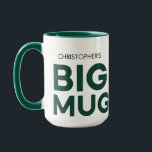 Green Big Mug | Huge Mug | Custom Name Mug<br><div class="desc">Elevate your coffee or tea experience with our customisable jumbo mug, designed for those who appreciate simplicity and functionality. The minimalist masculine font adds a touch of sophistication, making it perfect for daily use or as a thoughtful gift. The text "Christopher's BIG MUG" can be customised with any name and...</div>