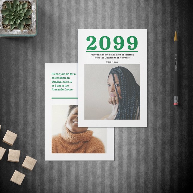 Green Big Numbers Two-Photo Graduation (Creator Uploaded)