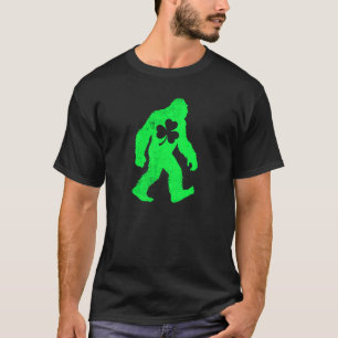 Green Bigfoot Shamrock St Patrick's Day Art T-Shirt
