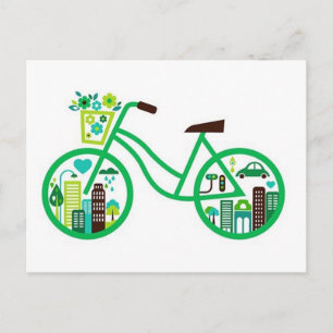 Green Bike Green Bikers Go Green Earth Day Postcard