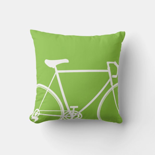 Green bike throw pillow (Front)