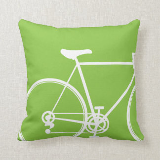 Green bike throw pillow
