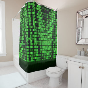 Green Binary Code Digital Computer Shower Curtain