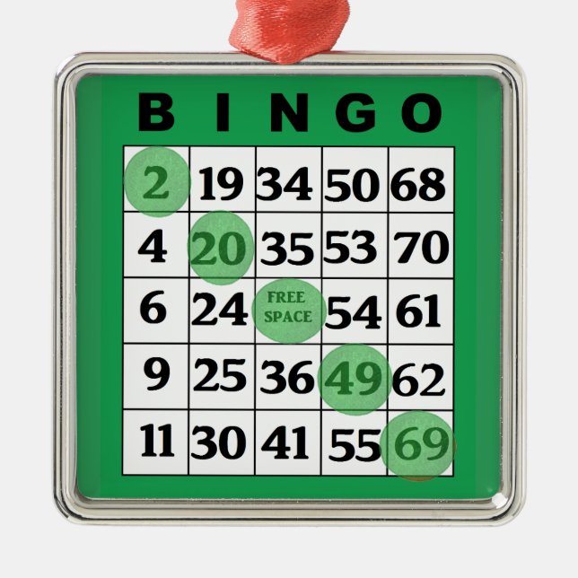 Green BINGO Card | BINGO Lover's Gift Christmas   Metal Ornament (Front)