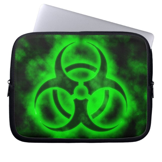 Green Biohazard Laptop Sleeve (Front)