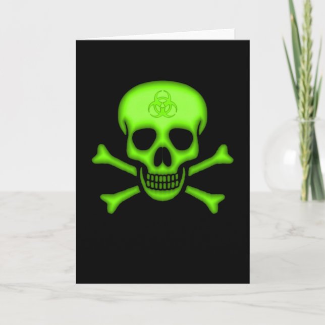 Green Biohazard Skull Card (Front)