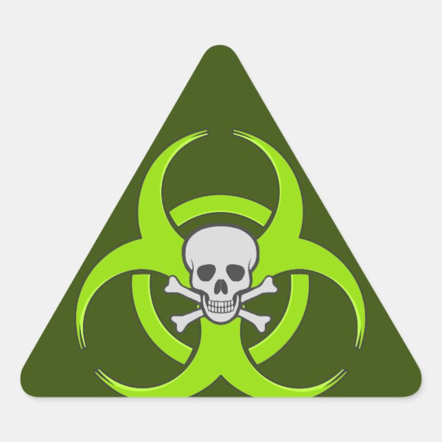 Green Biohazard Skull Triangle Sticker (Front)
