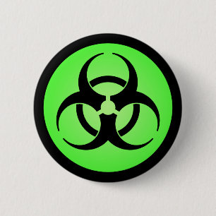 Green Biohazard Symbol 6 Cm Round Badge