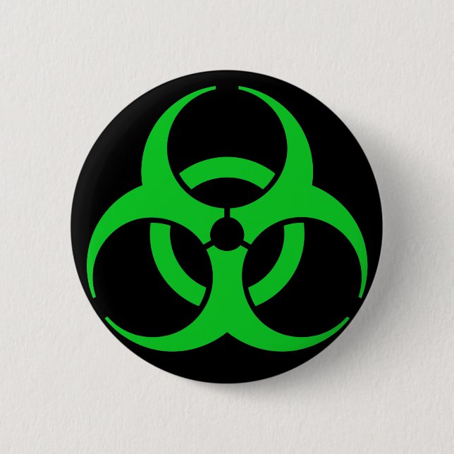 Green Biohazard Symbol 6 Cm Round Badge (Front)
