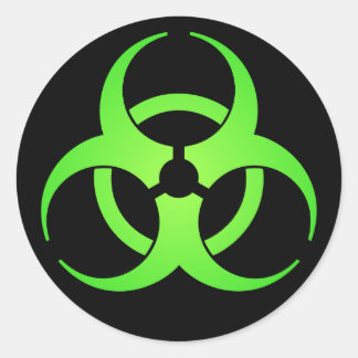 Green Biohazard Symbol Classic Round Sticker