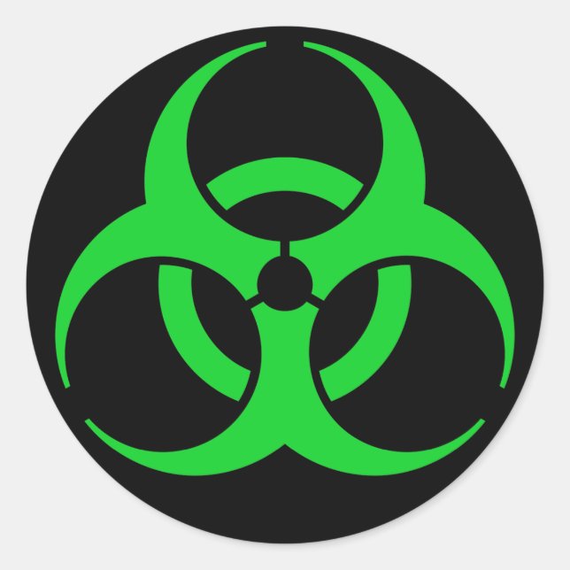 Green Biohazard Symbol Classic Round Sticker (Front)