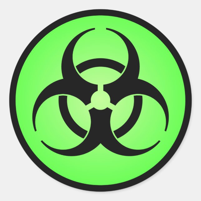 Green Biohazard Symbol Classic Round Sticker (Front)
