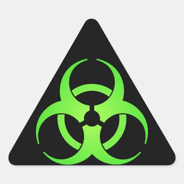 Green Biohazard Symbol Triangle Sticker (Front)