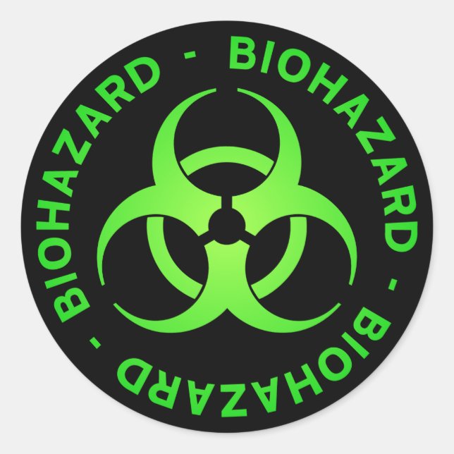 Green Biohazard Warning Classic Round Sticker (Front)