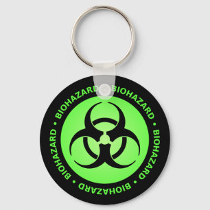 Green Biohazard Warning Key Ring