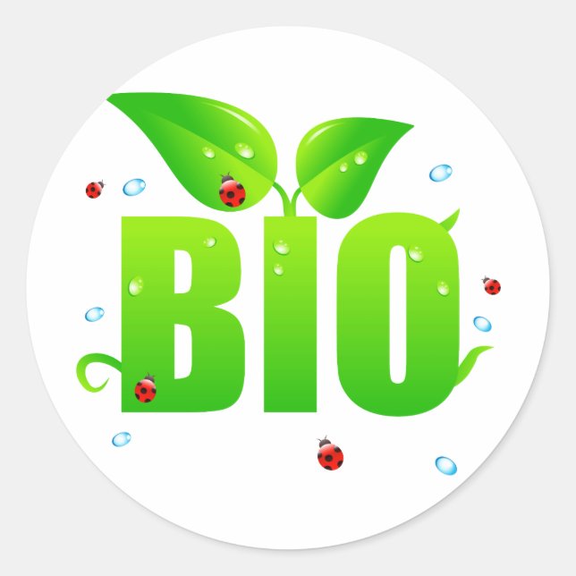 Green biologic organic natural classic round sticker (Front)