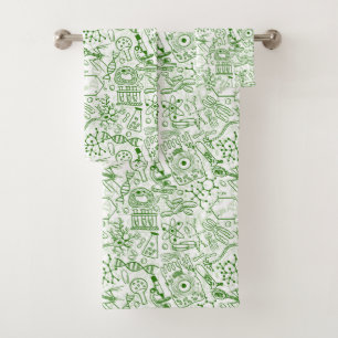 Green Biology Pattern Bath Towel Set