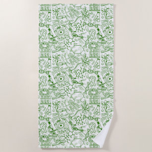 Green Biology Pattern Beach Towel