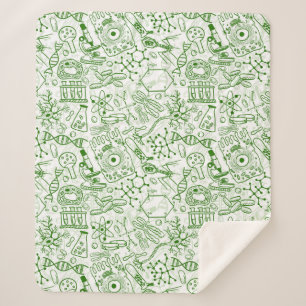 Green Biology Pattern Sherpa Blanket