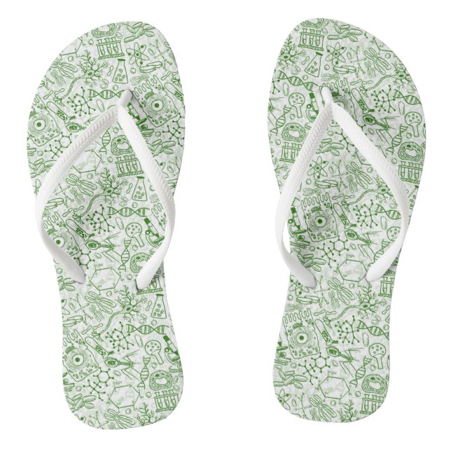 Green Biology Pattern Thongs (Footbed)