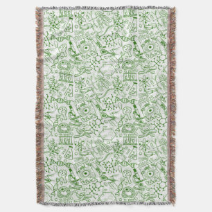 Green Biology Pattern Throw Blanket