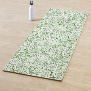 Green Biology Pattern Yoga Mat