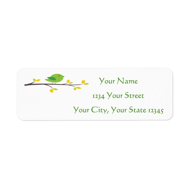 Green Bird Address Label Return Address Label (Front)