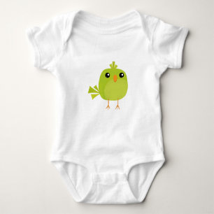 Green Bird Cartoon   Baby Bodysuit