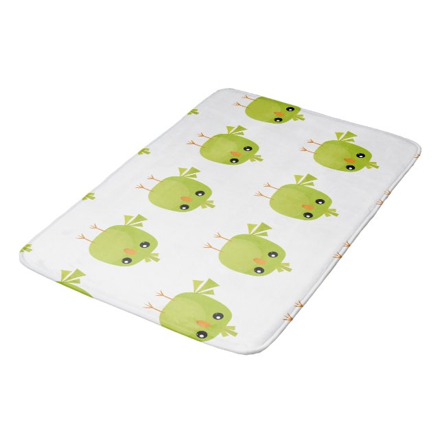 Green Bird Cartoon   Bath Mat (Angled)