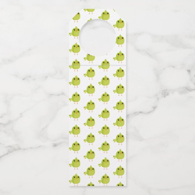 Green Bird Cartoon   Bottle Tag (Front)