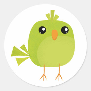 Green Bird Cartoon Classic Round Sticker