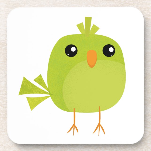 Green Bird Cartoon   Coaster (Front)