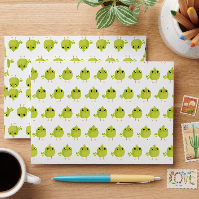 Green Bird Cartoon  Envelope (Desk)