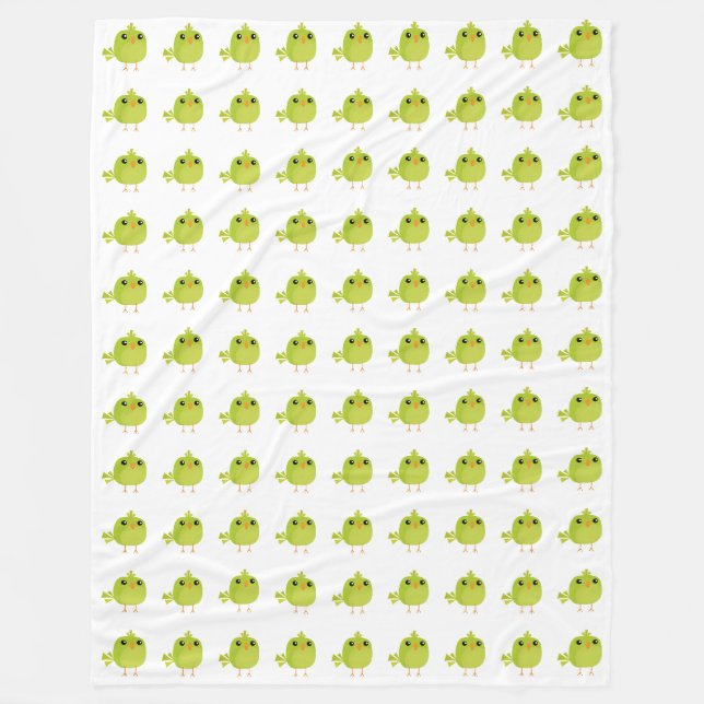 Green Bird Cartoon   Fleece Blanket (Front)
