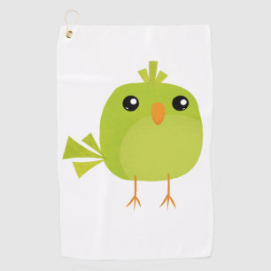 Green Bird Cartoon Golf Towel