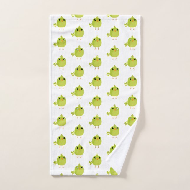 Green Bird Cartoon  Hand Towel (Hand Towel)