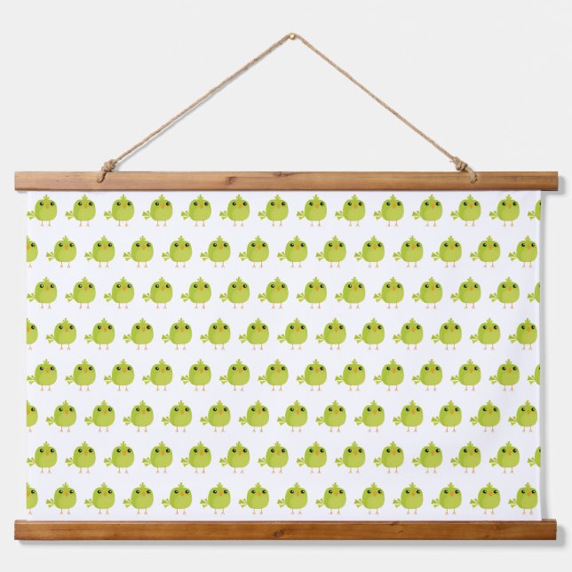 Green Bird Cartoon   Hanging Tapestry (Front)