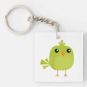 Green Bird Cartoon Key Ring