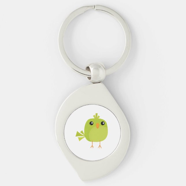Green Bird Cartoon  Key Ring (Front)