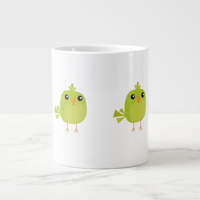 Green Bird Cartoon   Large Coffee Mug (Front)